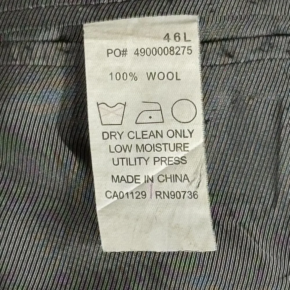 Calvin Klein Blazer Mens 46L Gray 100% Wool 3 Button Notch Lapel Sport Coat